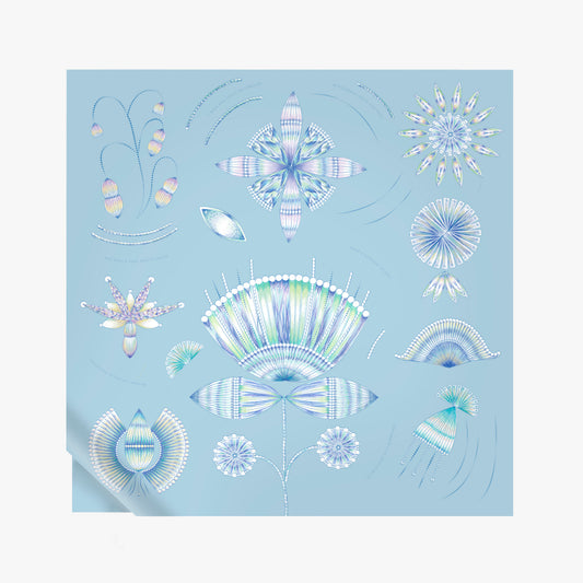 Aqua-blue Mantis Bloomed silk scarf