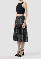 Black Rose pleated midi skirt