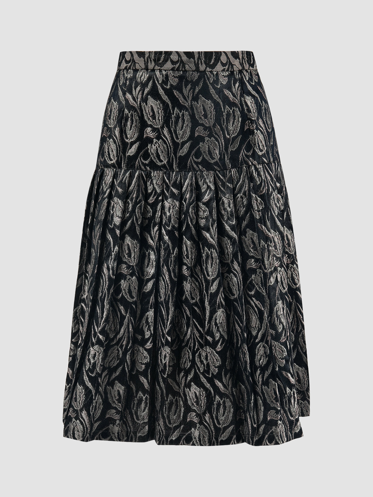 Black Rose pleated midi skirt