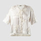 Short Sleeve Kembang Goyang Cropped Shirt In White