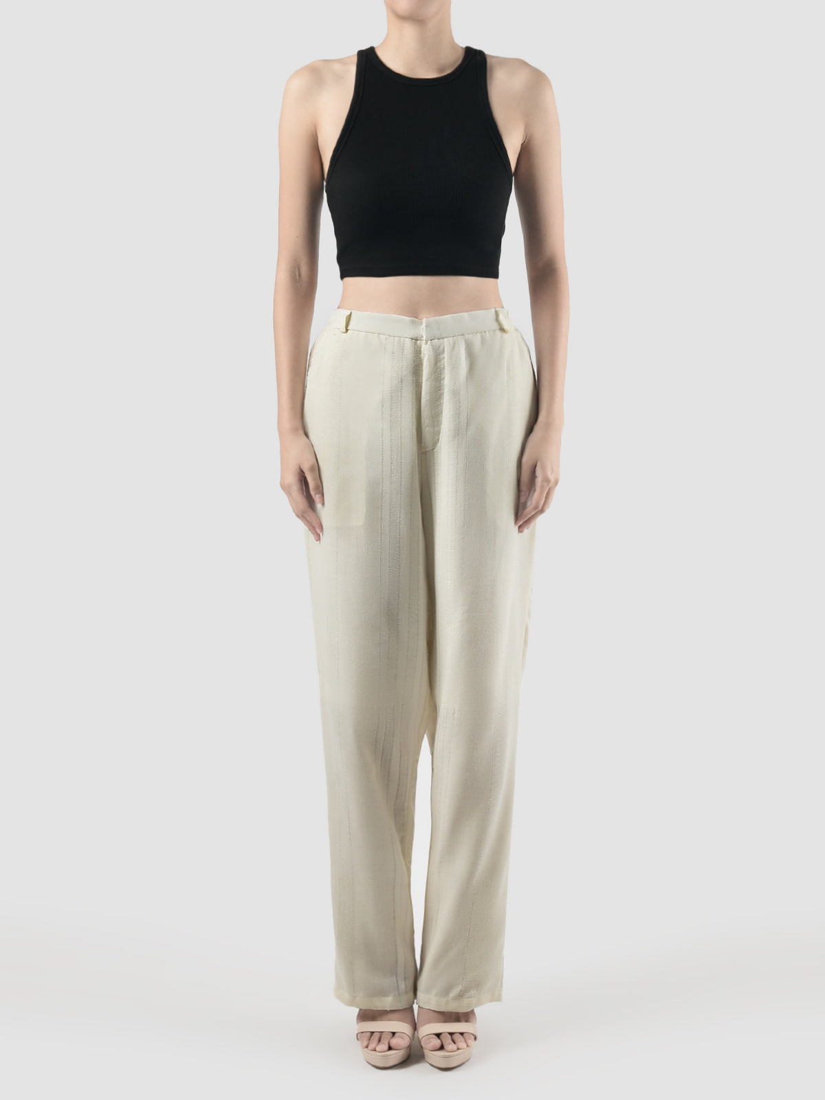 White TLS Line trousers