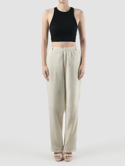 White TLS Line trousers