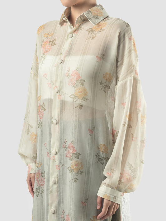 White Rose shirtdress with lace scarf
