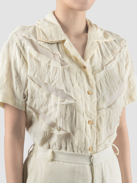 White Japan short-sleeved shirt