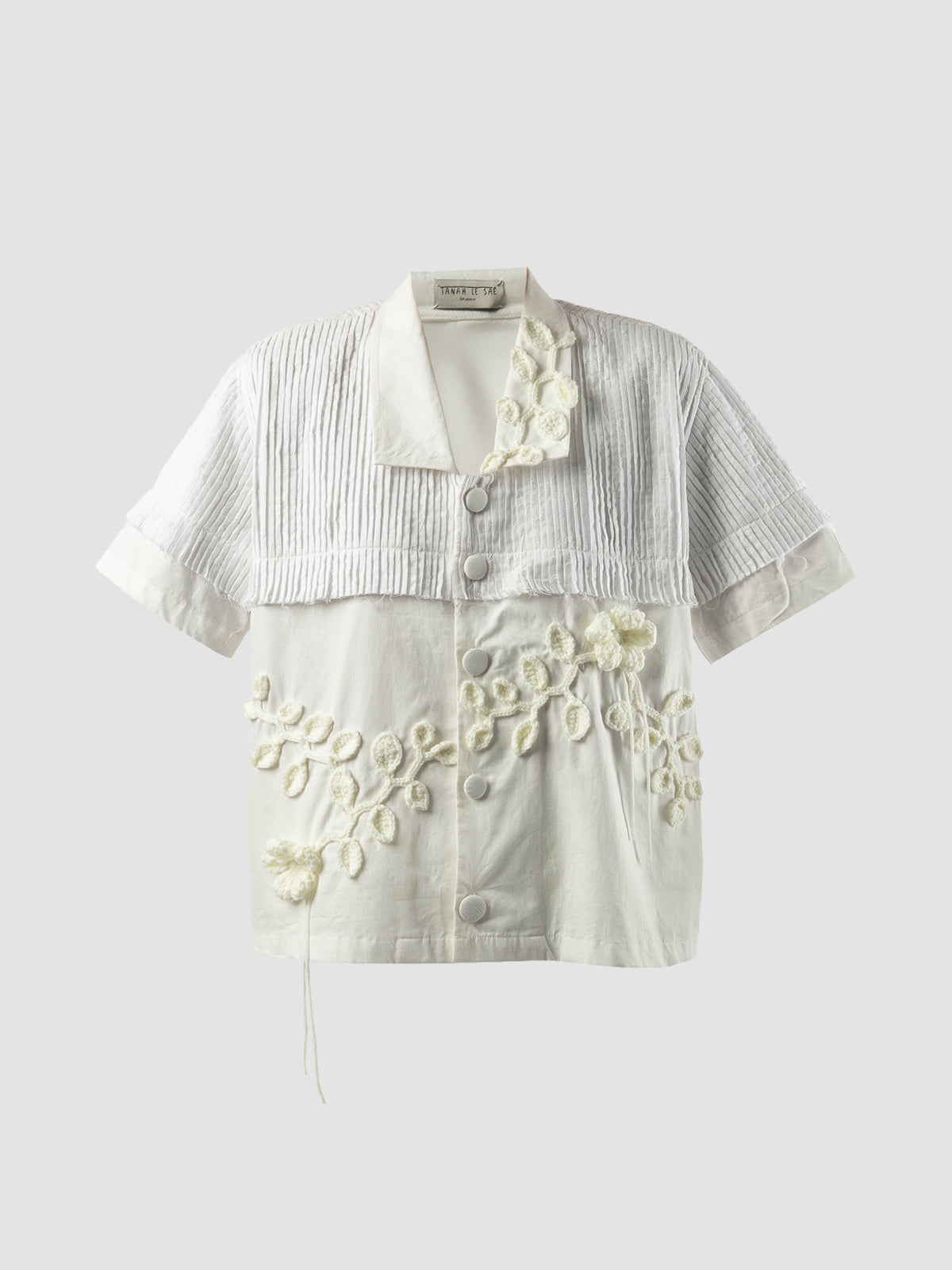 S/S Shirt Pleats Crochet In Off White