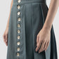 Denim Buttons Midi Skirt In Blue Denim