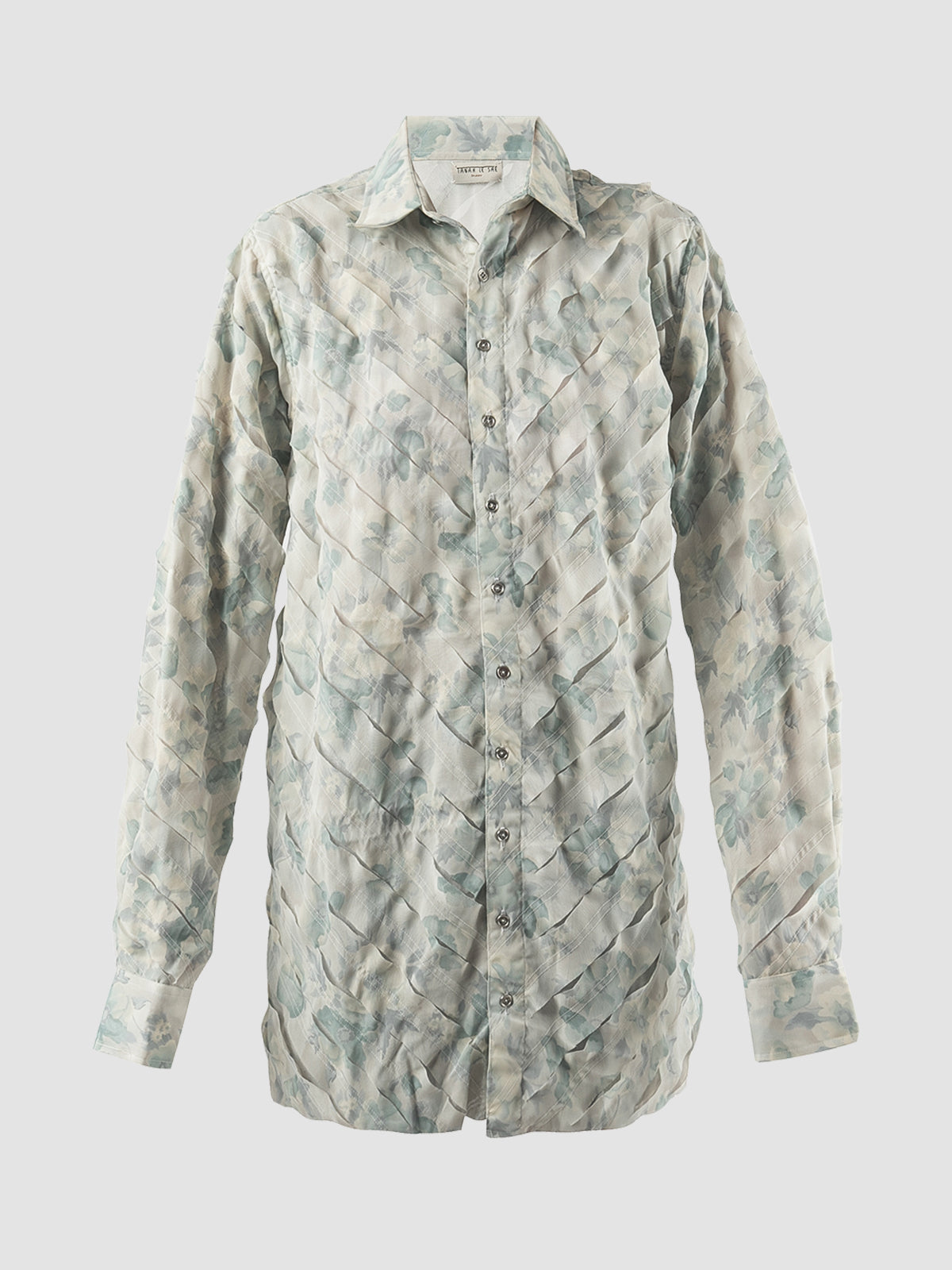 Blue long-sleeved shirt with flower print