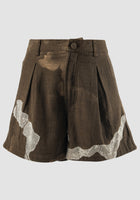 Brown Camo shorts with lace patterns