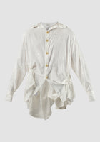 White Rose Flowery long-sleeved lace-textured shirt