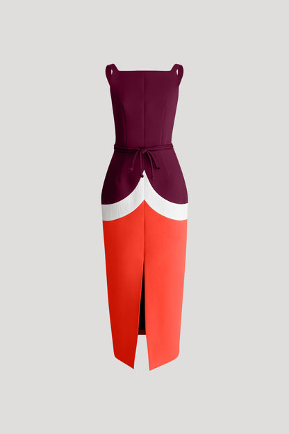 Plum & Tangerine Red Twizzle Dress