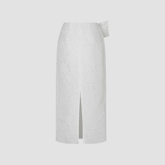 White Vivian borage cloqué long skirt
