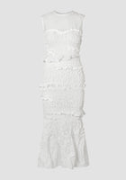 White Vanda pansy smock faille long dress