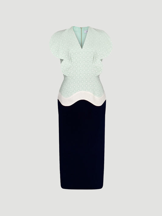 Mint green-dark blue Yomise dress