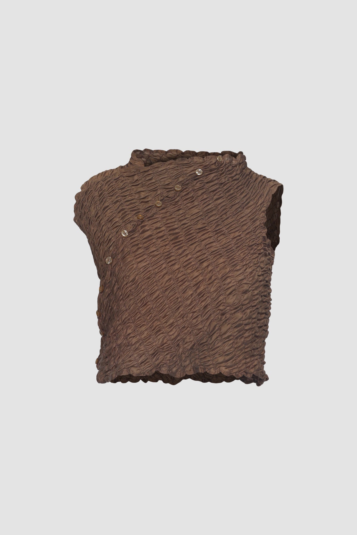 Hand Dyed Brown Slanted Cheongsam Top
