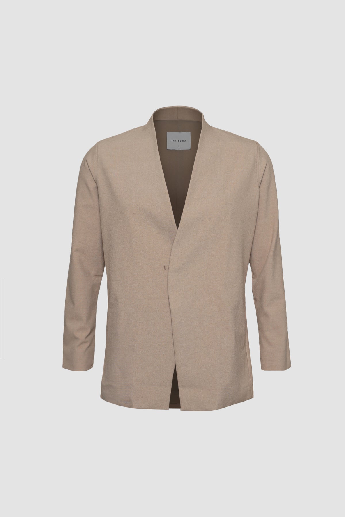 Brown Collarless Plain Jacket