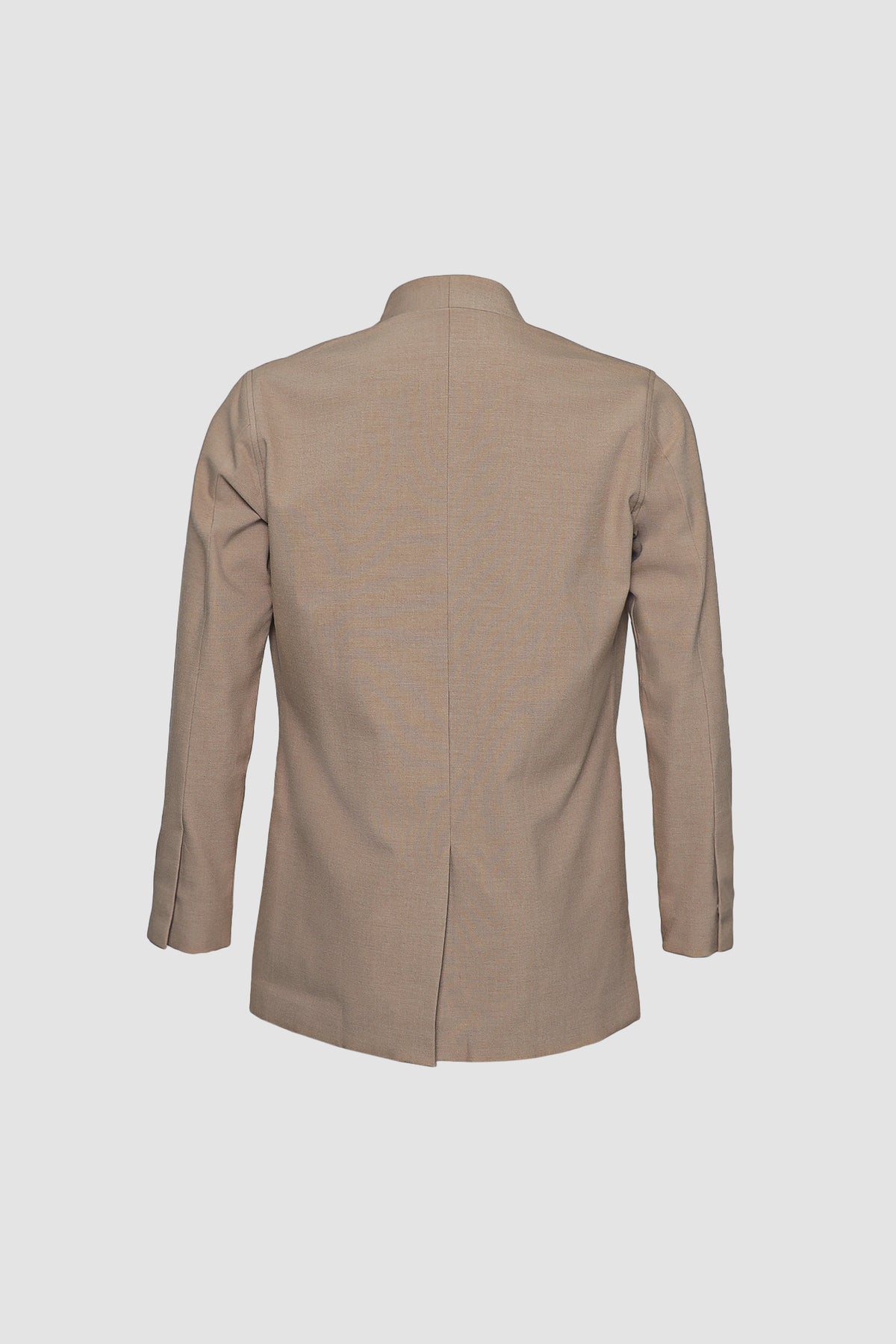 Brown Collarless Plain Jacket