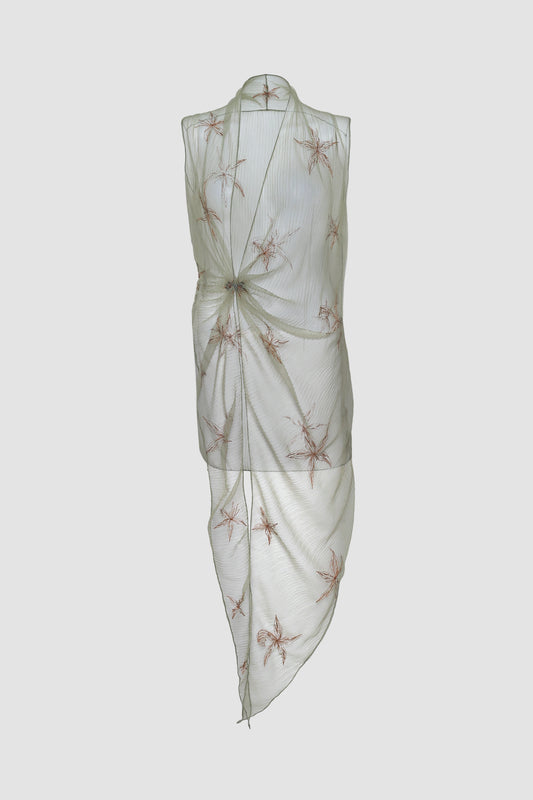 Sage Gorden Gathered Sleeveless Kebaya Encim