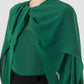 Green cape bow blouse