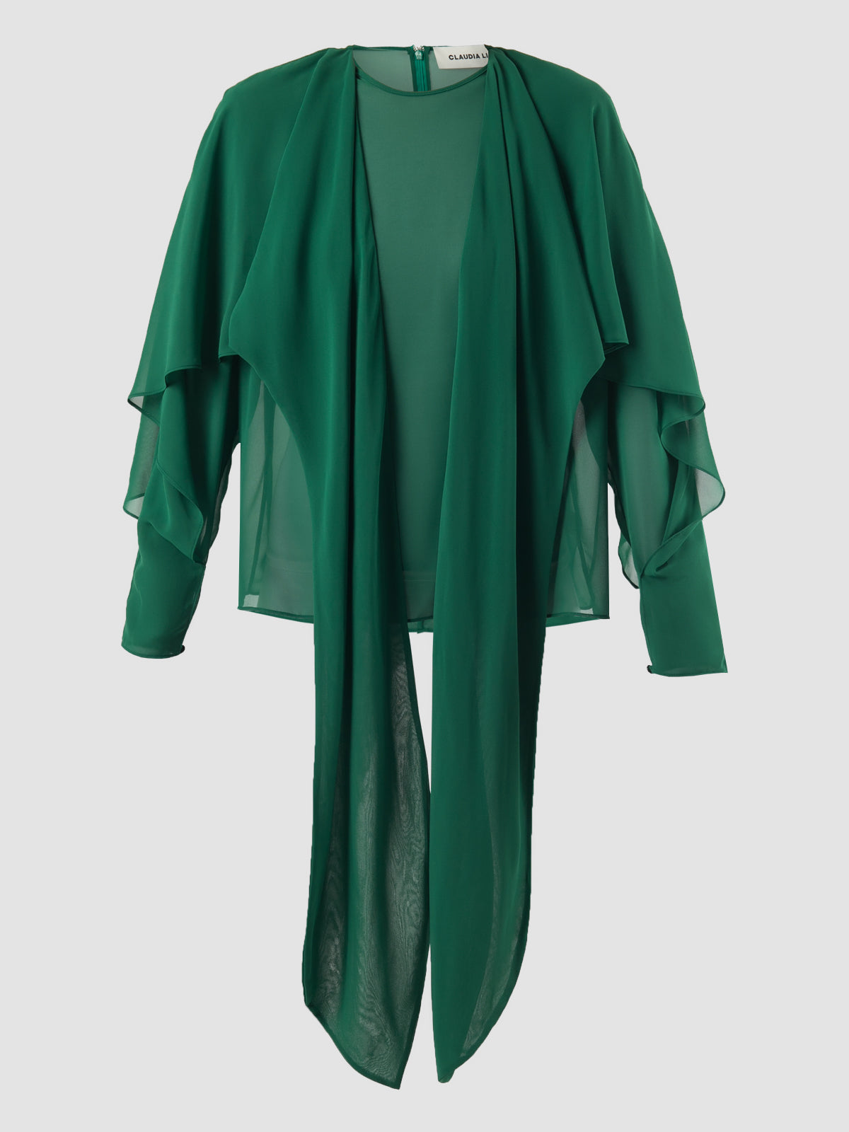 Green cape bow blouse