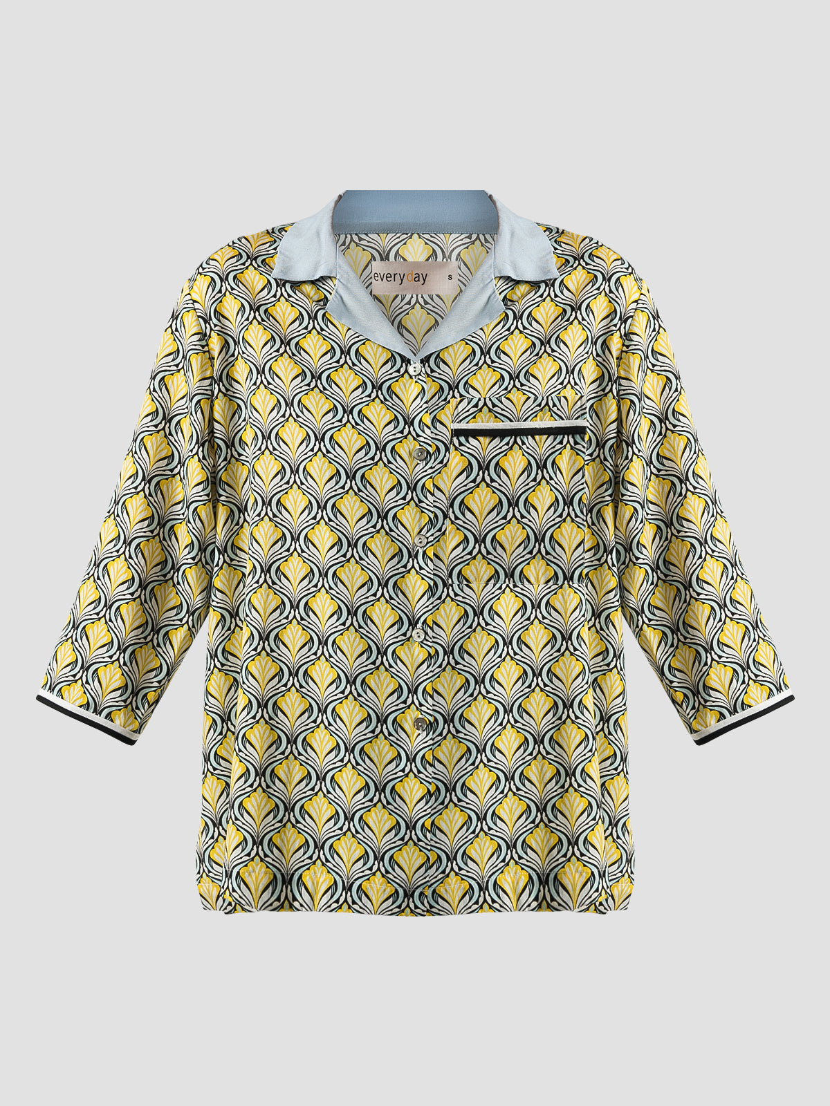 Biva Contrasted Collar Shirt In Yellow-Black