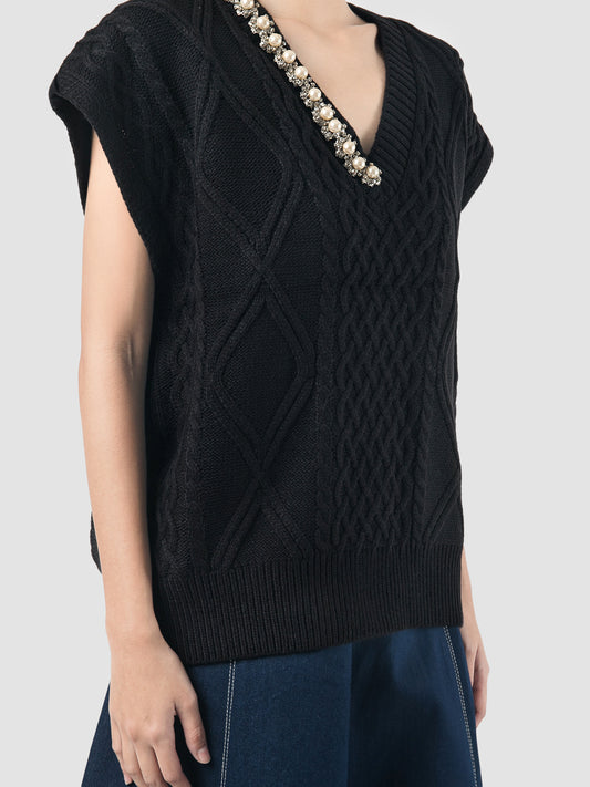 Talia black knitted vest