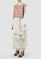 Cyra white shirt dress with adjustable jacquard vest