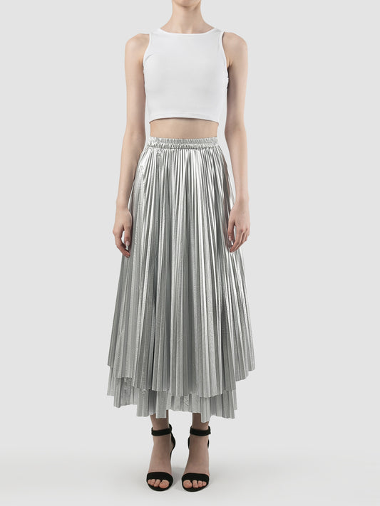 Majime light silver pleated skirt