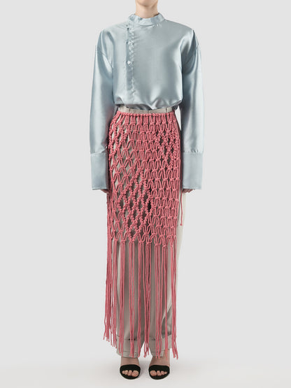 Lenka pink macrame apron