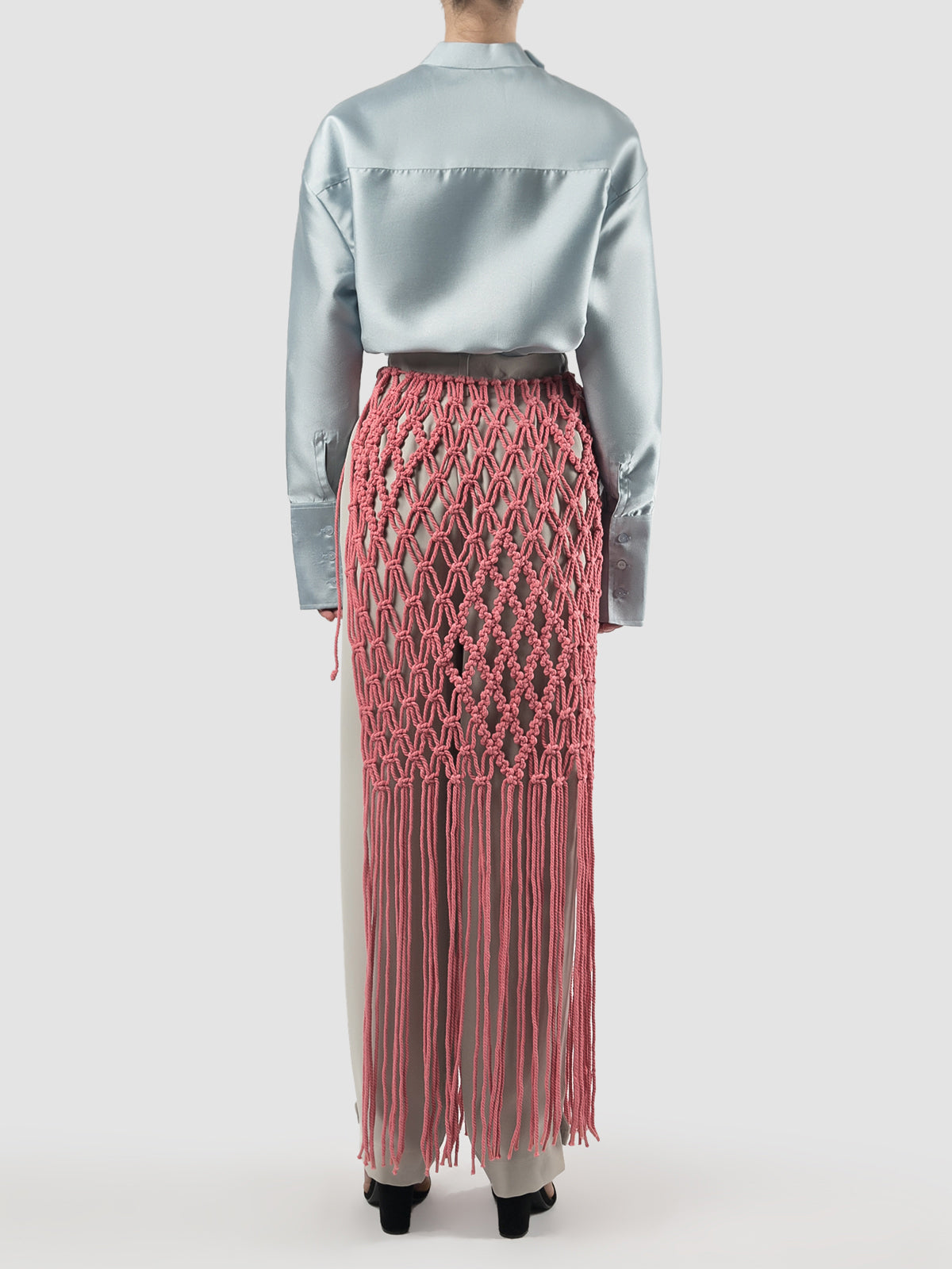 Lenka pink macrame apron