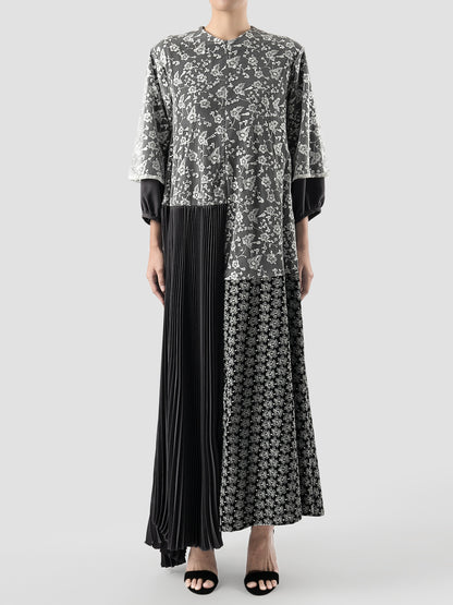 Black Asymmetrical Pleated Maxi Dress