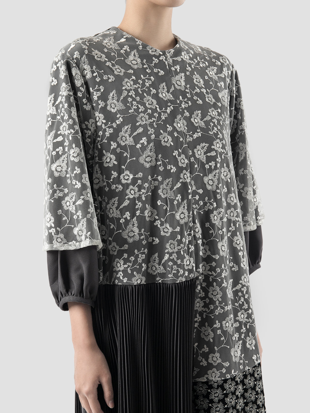 Black Asymmetrical Pleated Maxi Dress