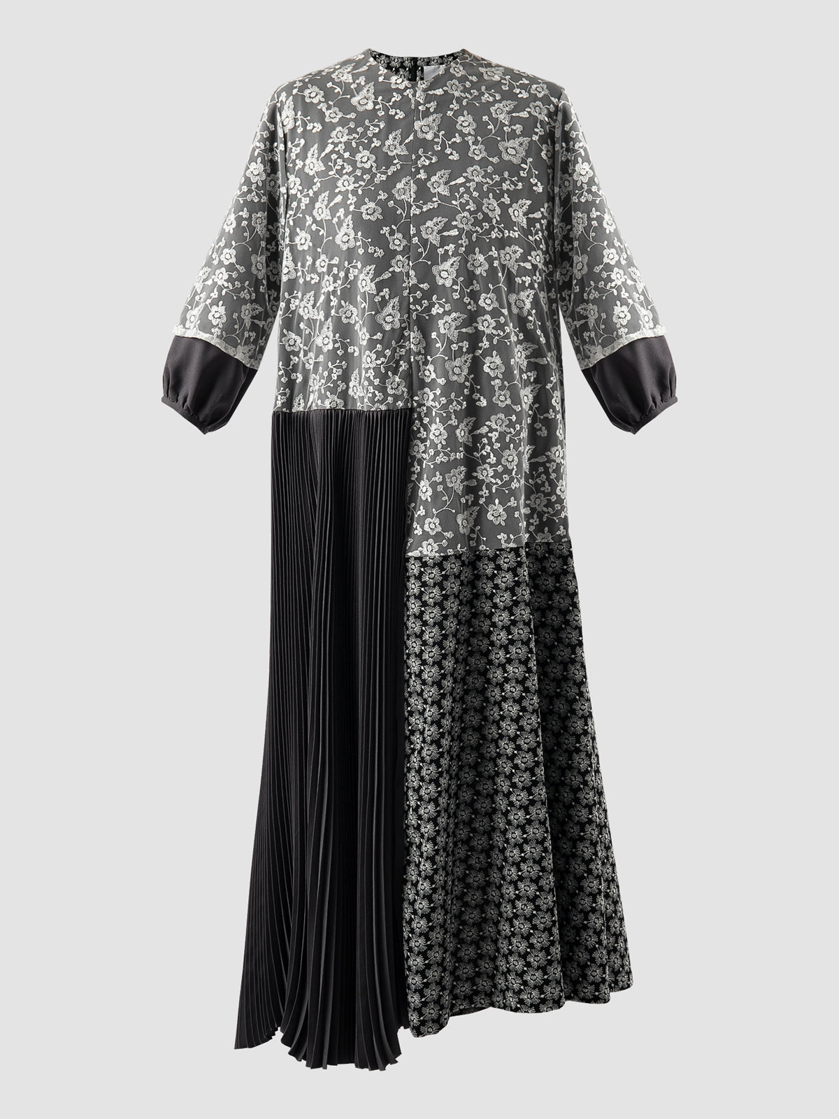 Black Asymmetrical Pleated Maxi Dress