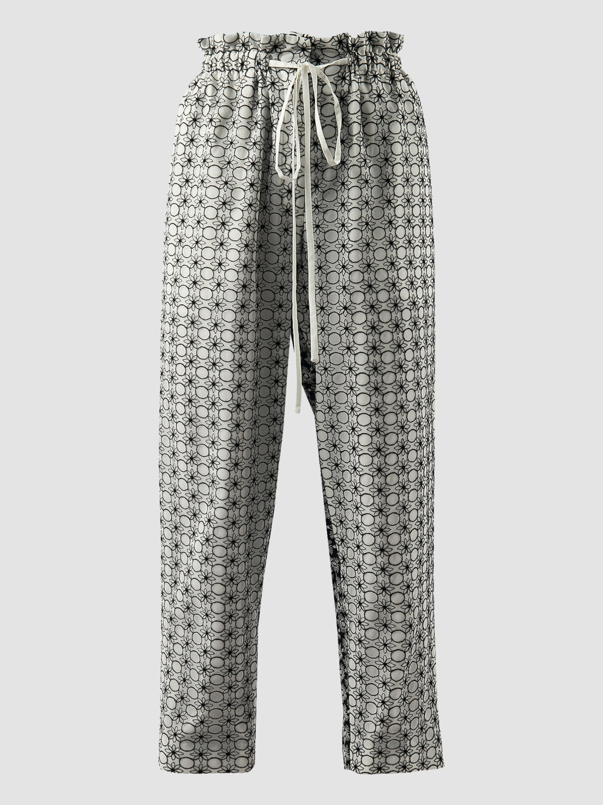 Two-tone embroidered cotton pants