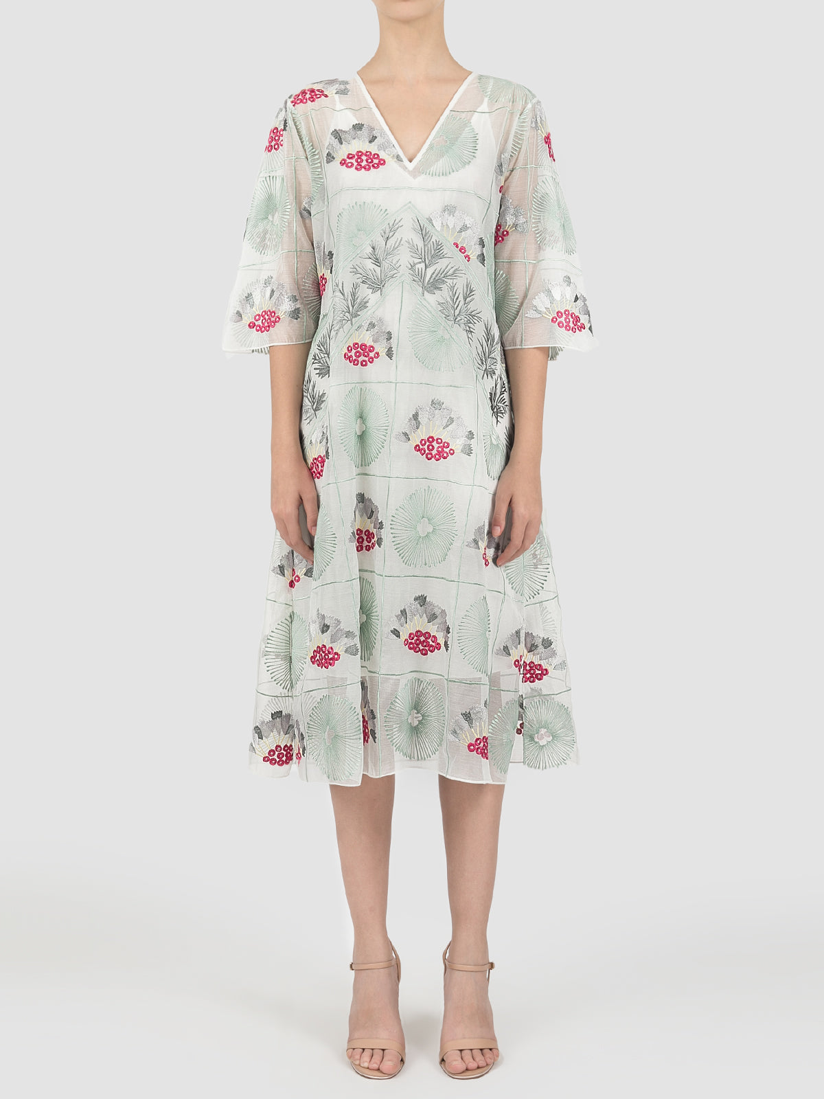 Ginata mint green organdy midi dress PILLAR