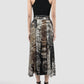 Bark Print pleated cupro belted skirt