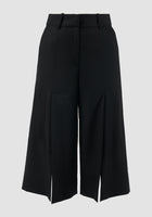High waist black wool culottes
