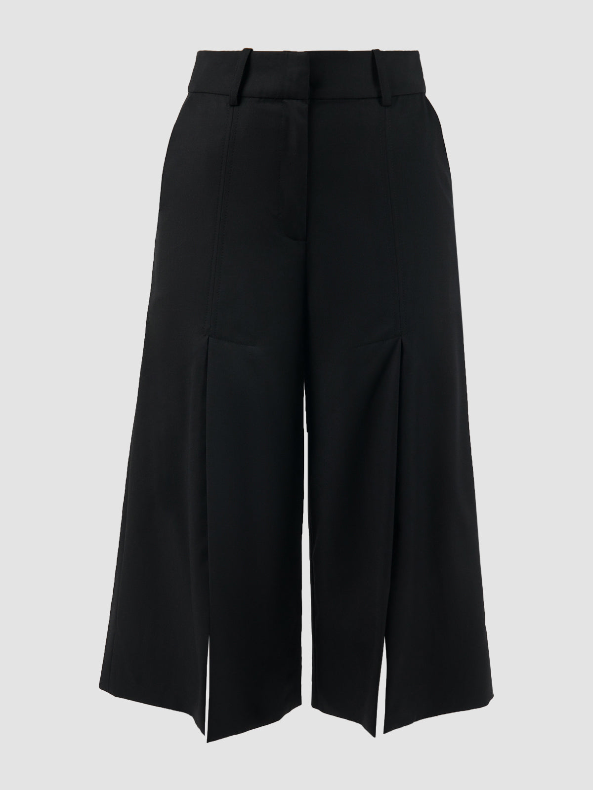 High waist black wool culottes
