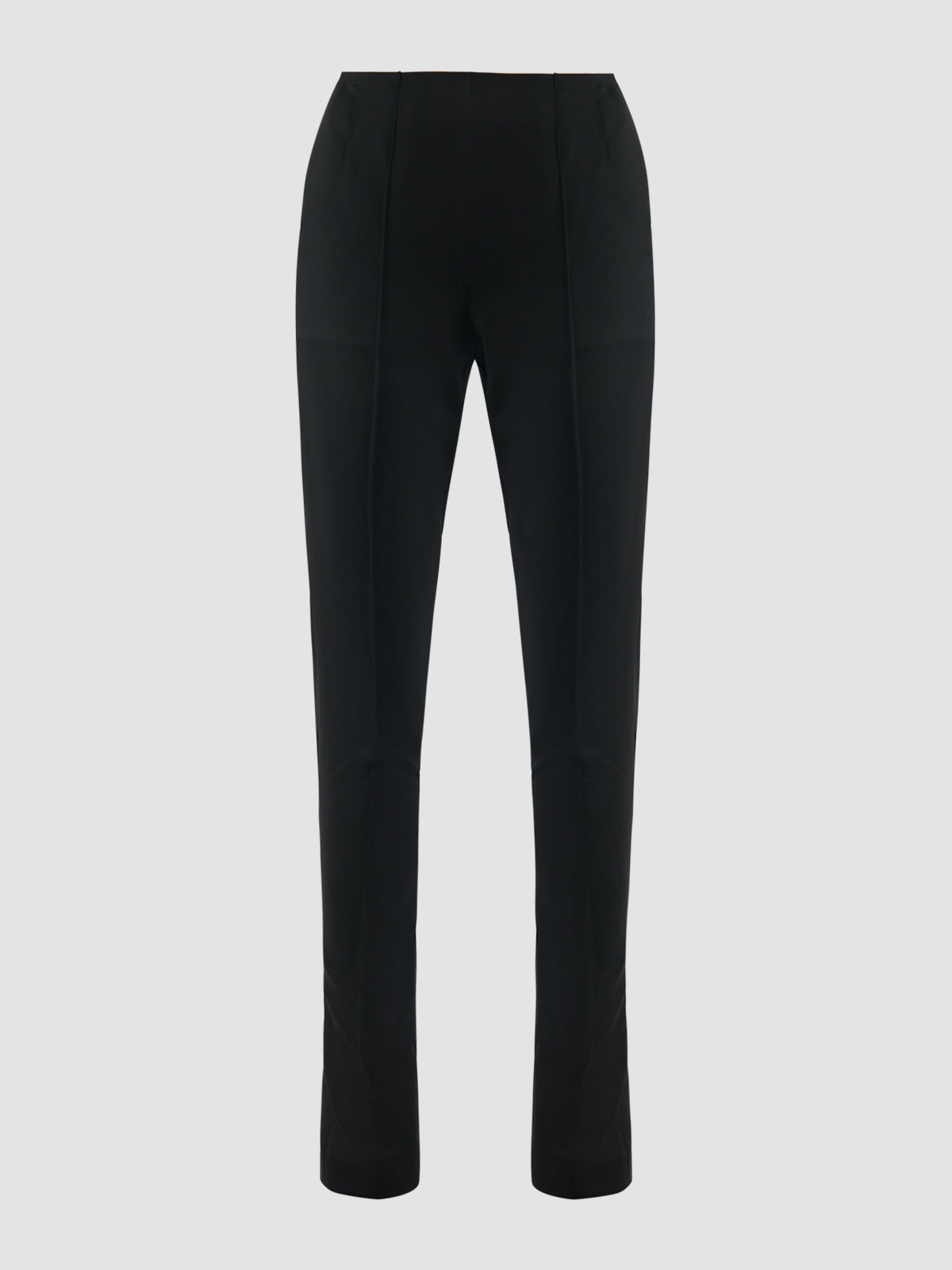 Back Slits High-waisted Black Slim Pants