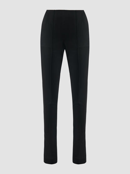 Back Slits High-waisted Black Slim Pants