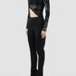 Shiny silver-black cut-out one-shouldered bodysuit