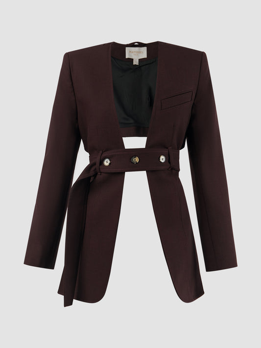 High Low Rosewood Belted Blazer