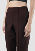 Back Slits high-waisted rosewood slim pants