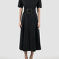 Slits Around black wool fitted midi dress with belt