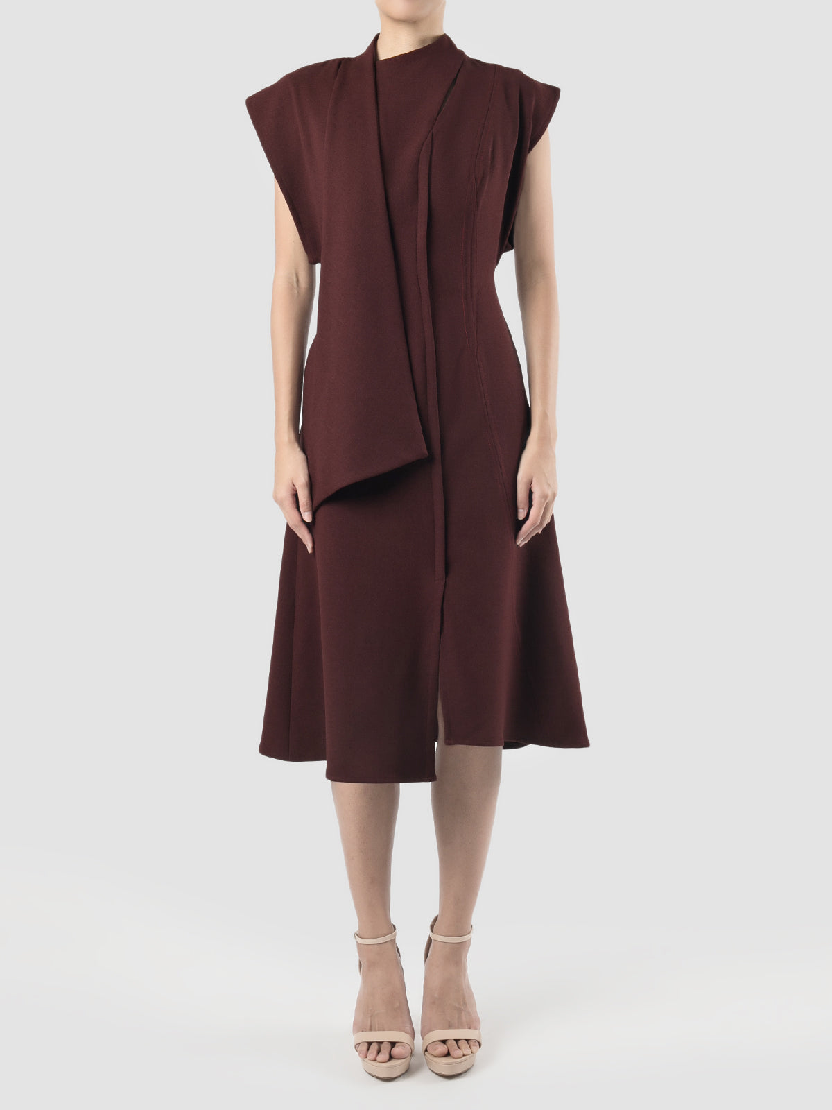 Rifo maroon midi dress
