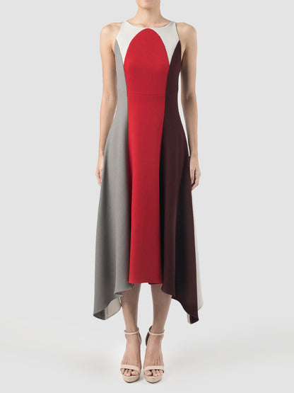 Cosmos red sleeveless midi dress