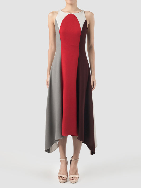 Cosmos red sleeveless midi dress
