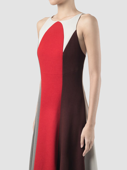 Cosmos red sleeveless midi dress