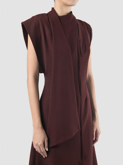 Rifo maroon midi dress