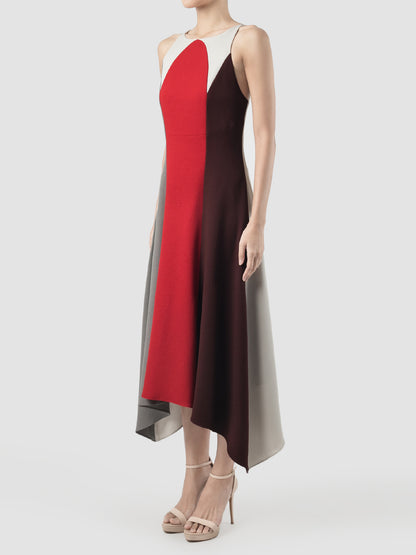 Cosmos red sleeveless midi dress