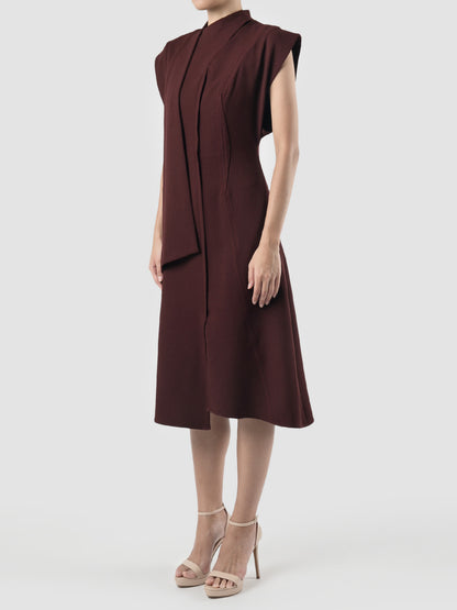 Rifo maroon midi dress